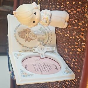 2 pce Set '95 '97 Precious Moments Confirmation Gift Jesus Frame and Figurine